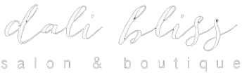 dali bliss salon & boutique logo with white text